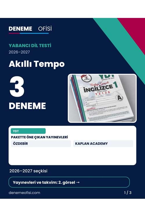 Akıllı Tempo 3'lü YDT Deneme Paketi – Seçenek 6 (2026–2027)