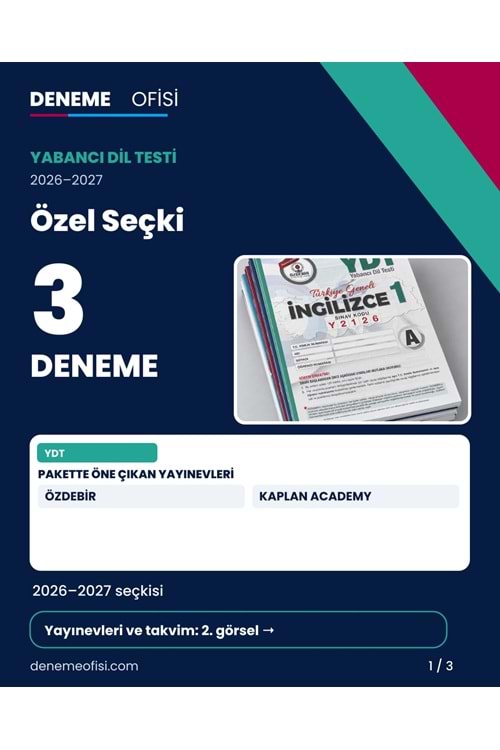 Özel Seçki 3'lü YDT Deneme Paketi – Seçenek 9 (2026–2027)
