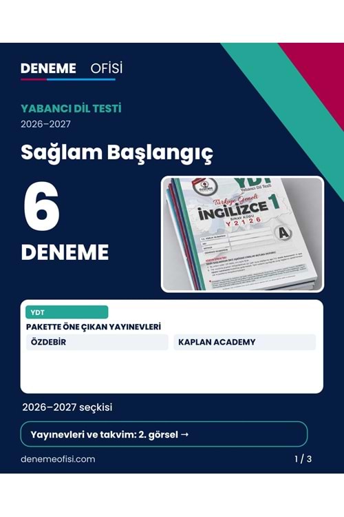 Sağlam Başlangıç 6'lı YDT Deneme Paketi – Seçenek 1 (2026–2027)