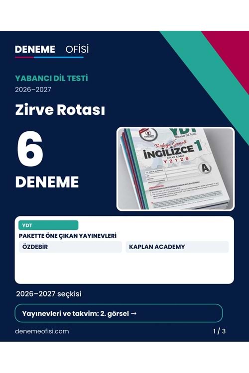 Zirve Rotası 6'lı YDT Deneme Paketi – Seçenek 7 (2026–2027)
