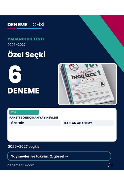 Özel Seçki 6'lı YDT Deneme Paketi – Seçenek 9 (2026–2027)